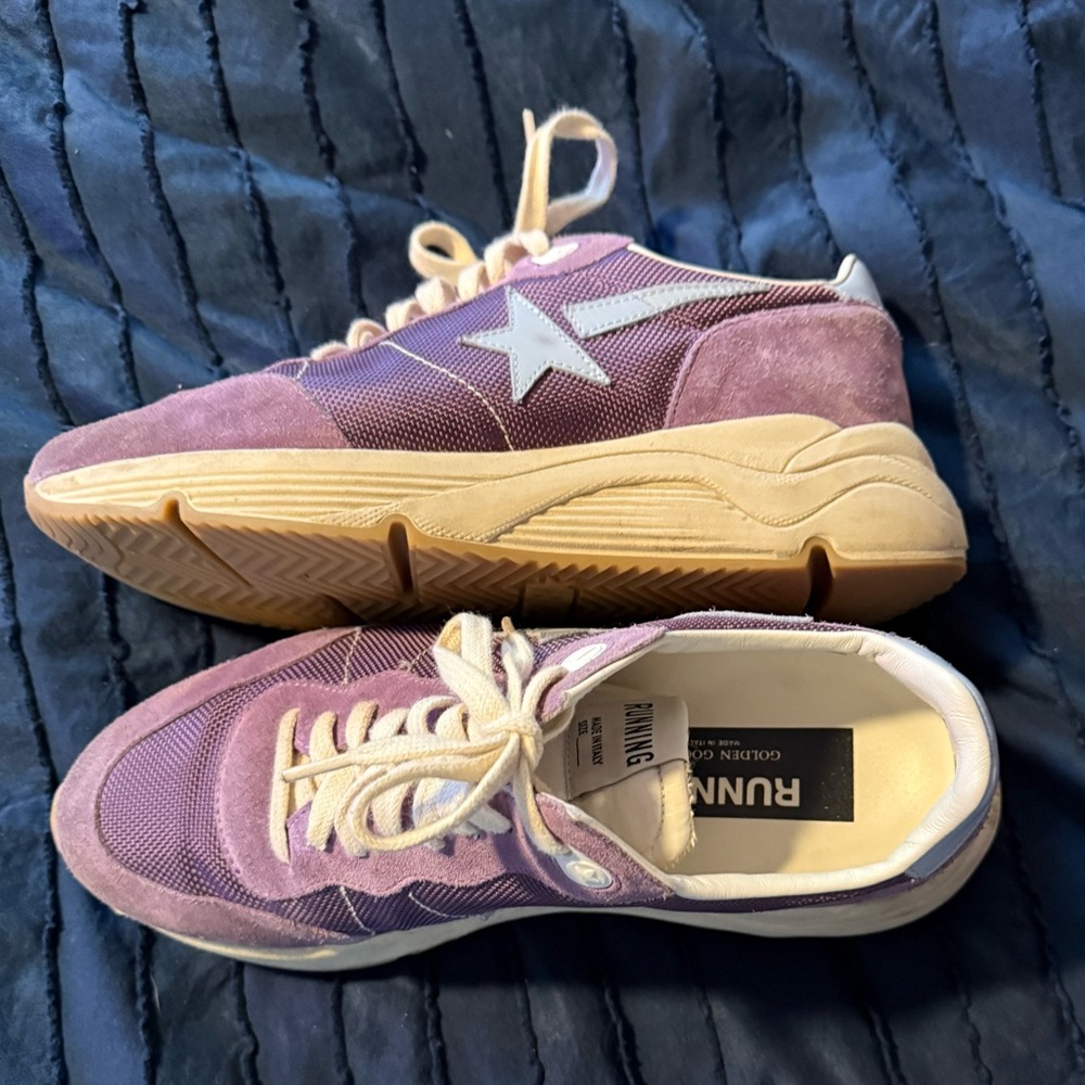 Golden Goose Purple Running Sole Sneakers with Blue Star Size 38 made in Italy